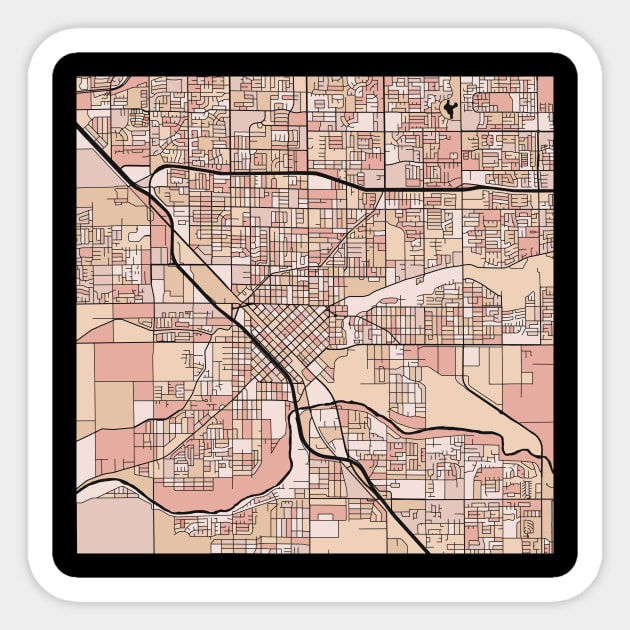 Modesto Map Pattern in Soft Pink Pastels Sticker by PatternMaps